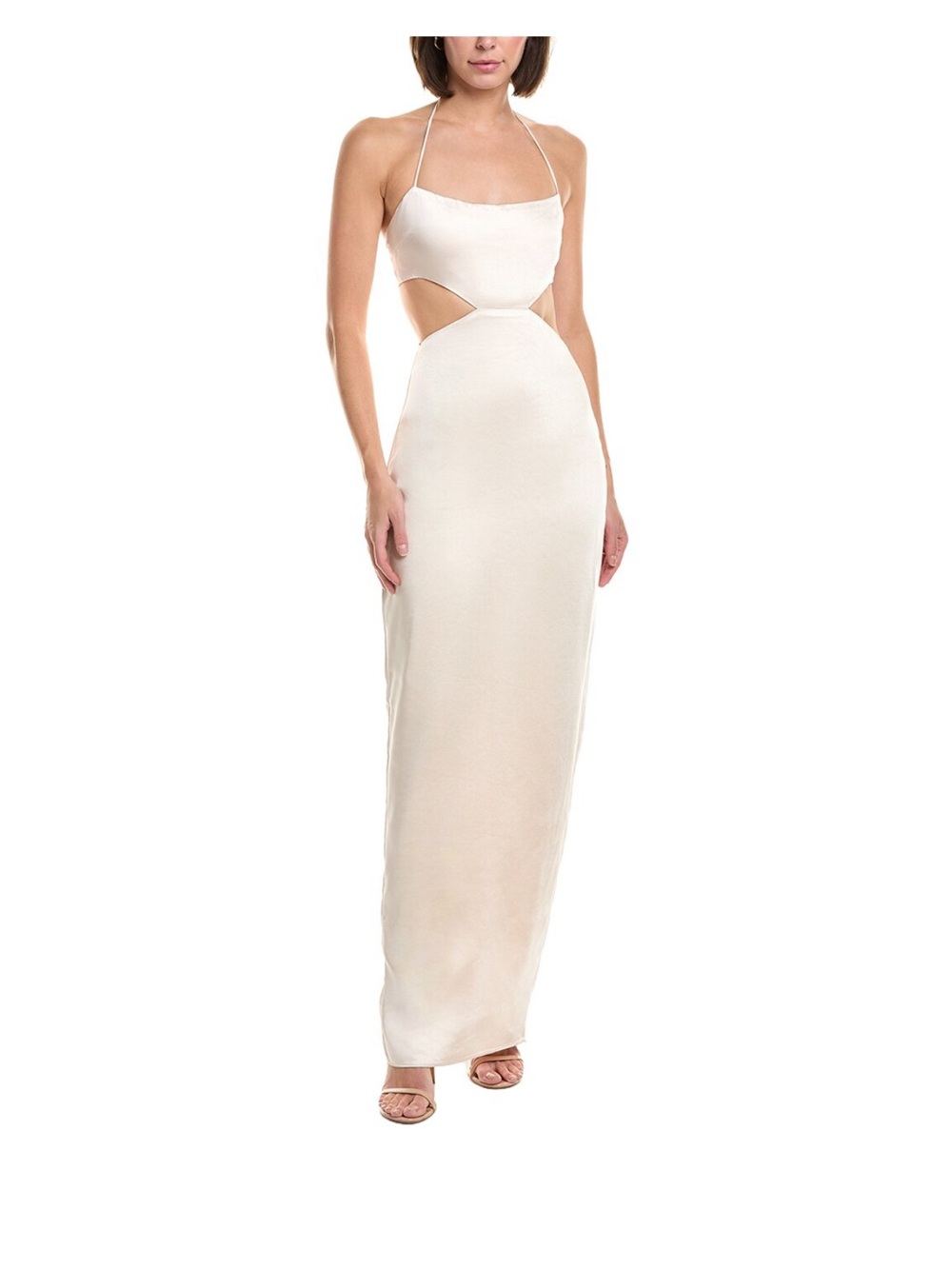 Strap Halter Cutout Maxi Dress in Cream